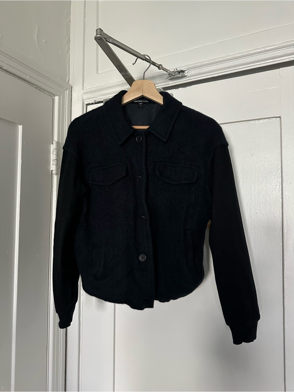 James Perse Black Bomber-Style Button Jacket